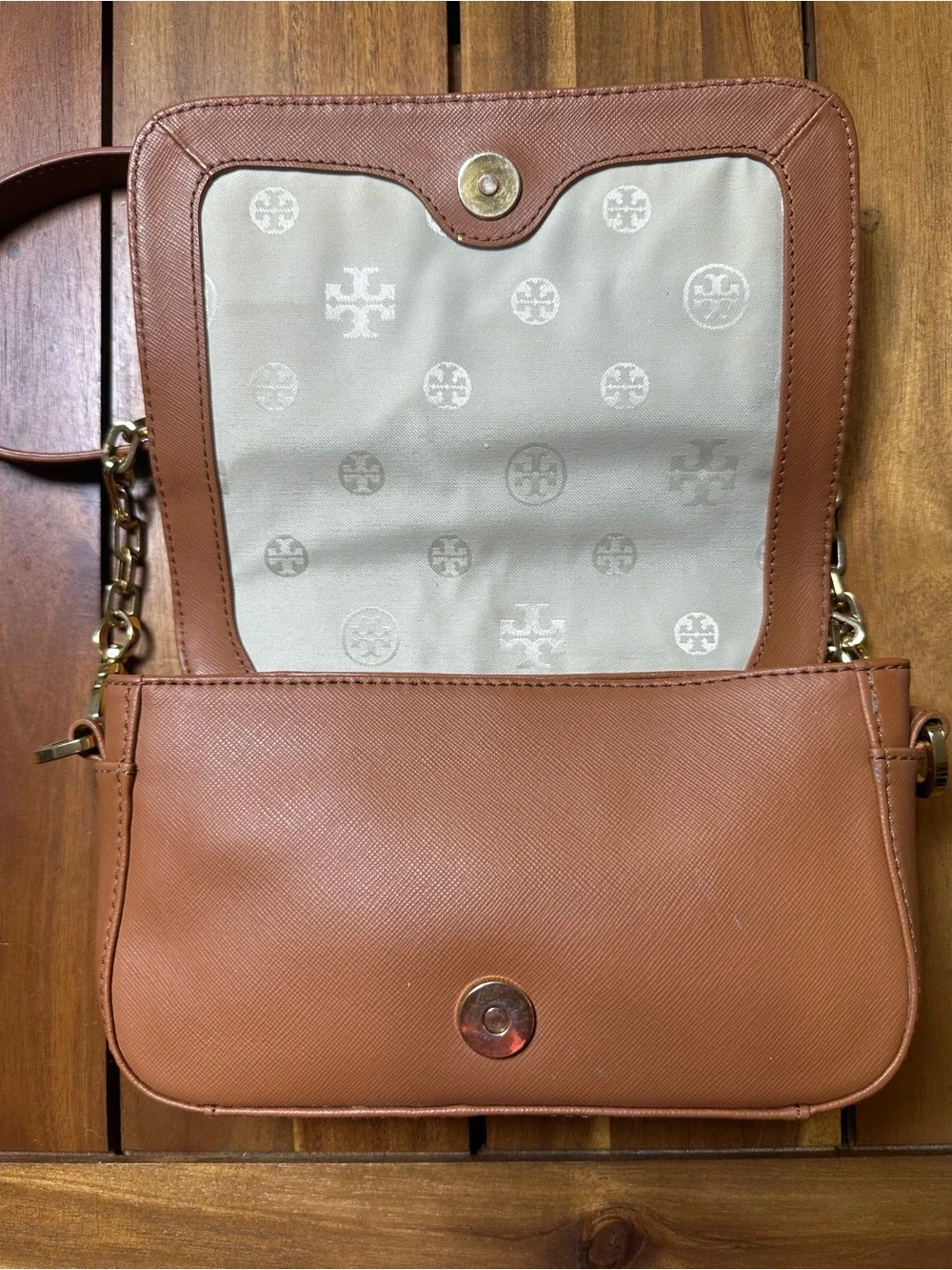 Tory Burch Robinson Luggage Brown Leather Crossbody Bag